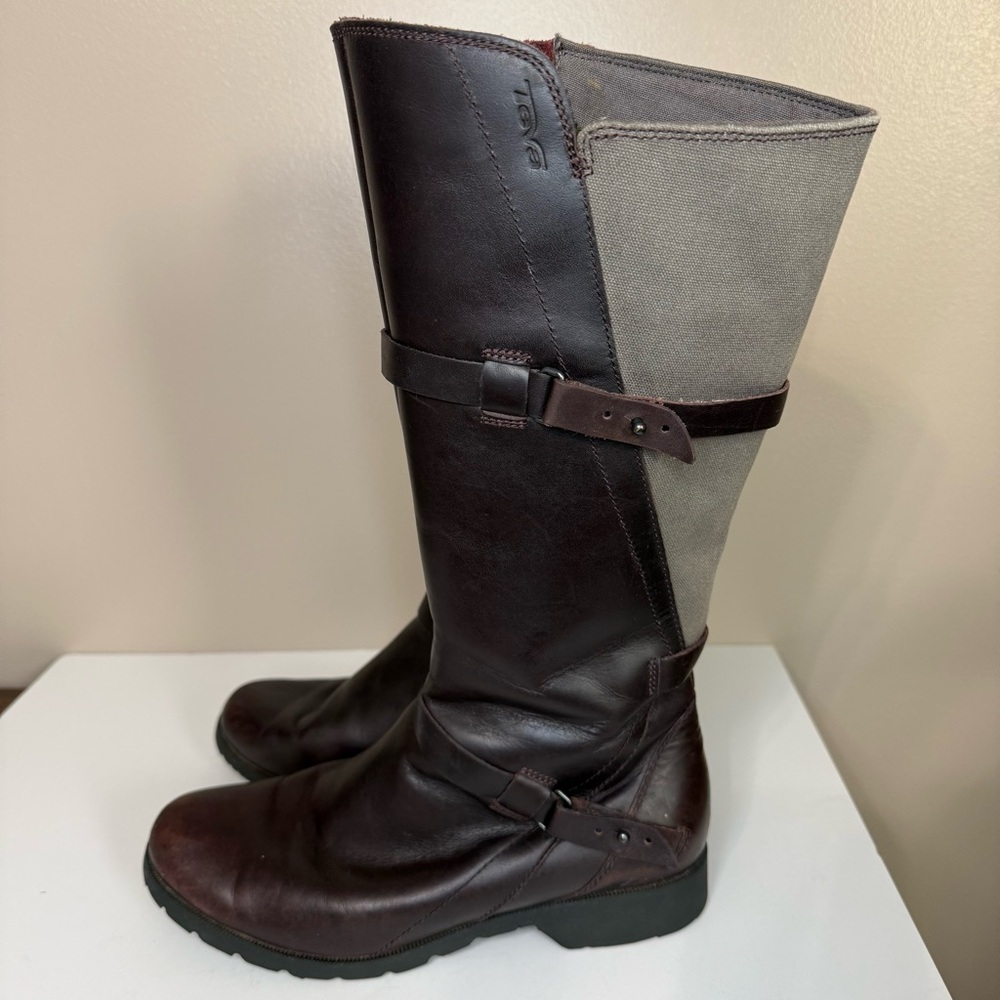 TEVA DE LA VINA Waterproof Brown Mahogany Leather Riding Boots Tall‎ Women’s 8